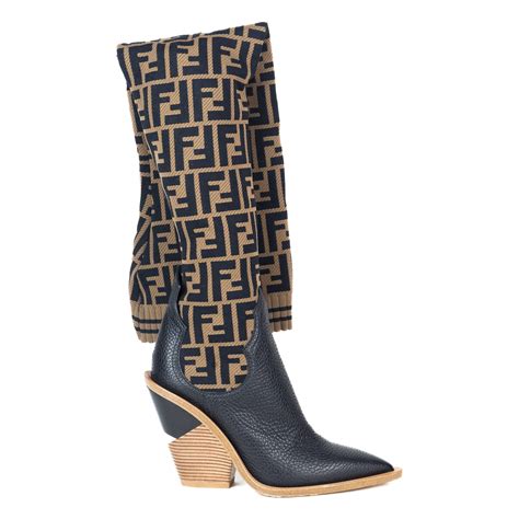 fendi sock boots heels|Fendi plaid cowboy boots.